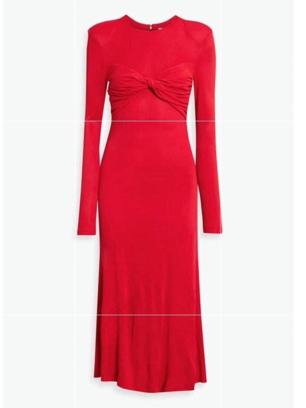 FARM Rio Red Bandeau Knot Front Long-Sleeve Jersey Midi Dress Feminine Sexy Sz:M